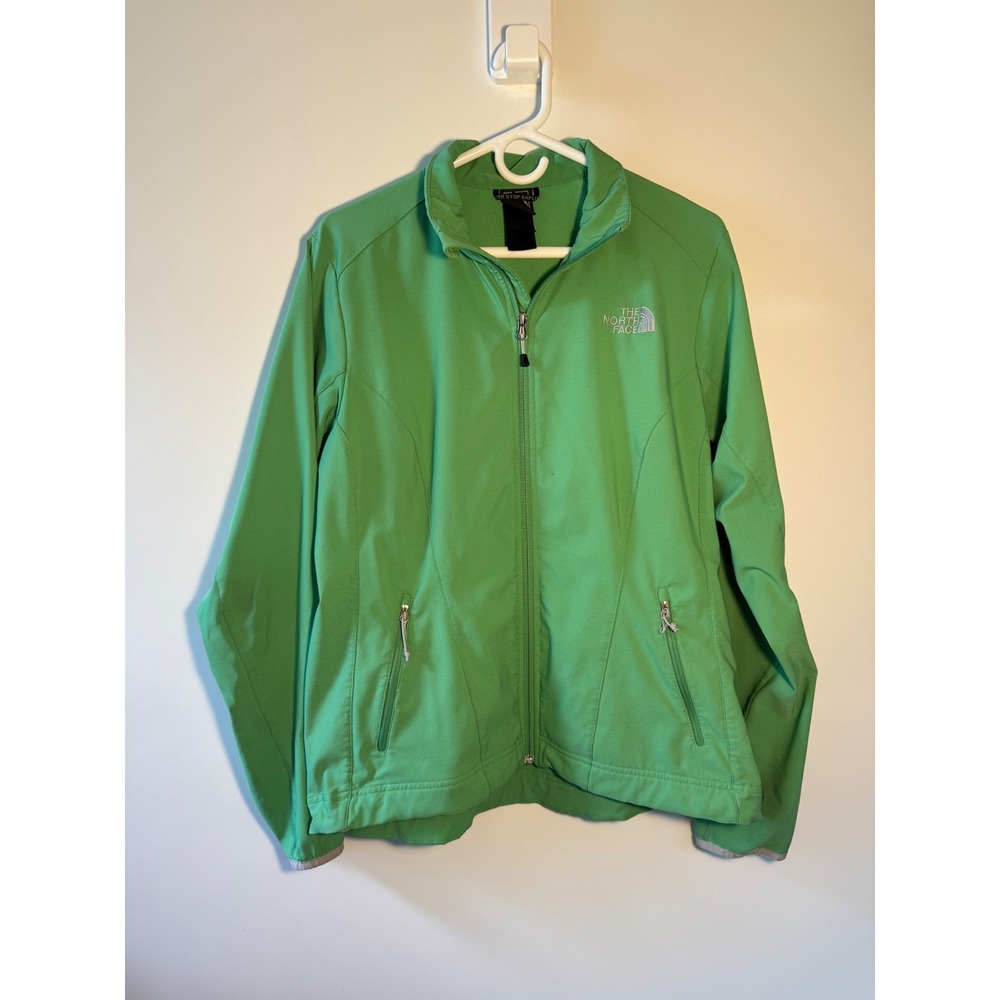 Womens North Face Green Apex Soft Shell Jacket Full Zip Polyester Stretch Size L